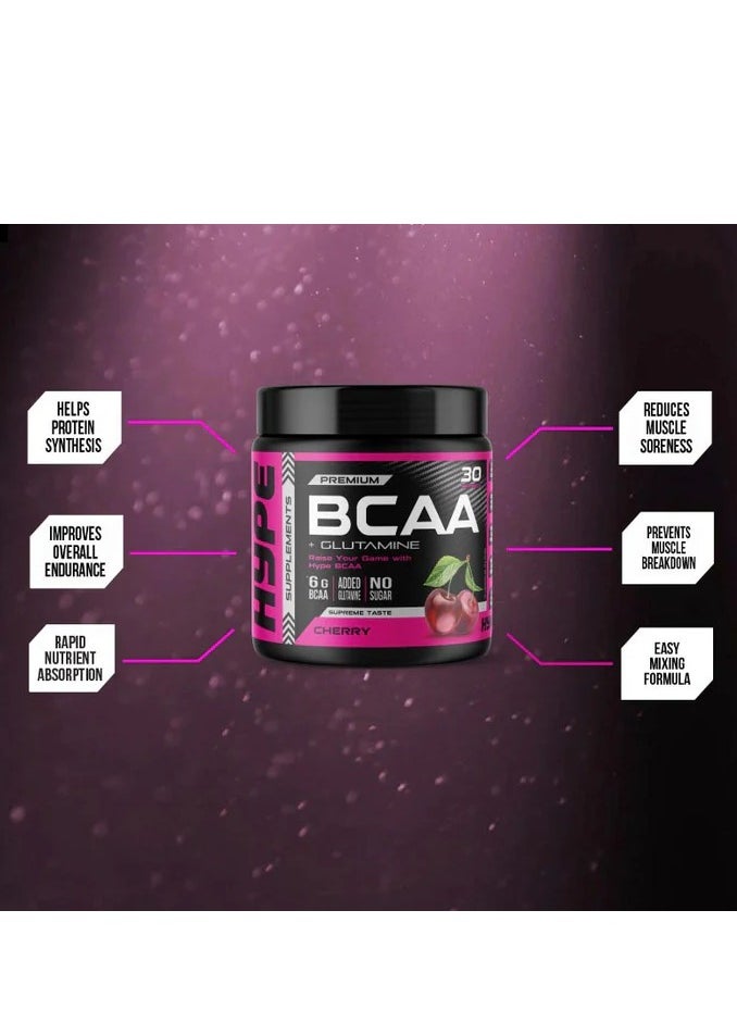 HYPE PREMIUM BCAA GLUTAMINE CHERRY FLAVOUR 30 SERVINGS 300G