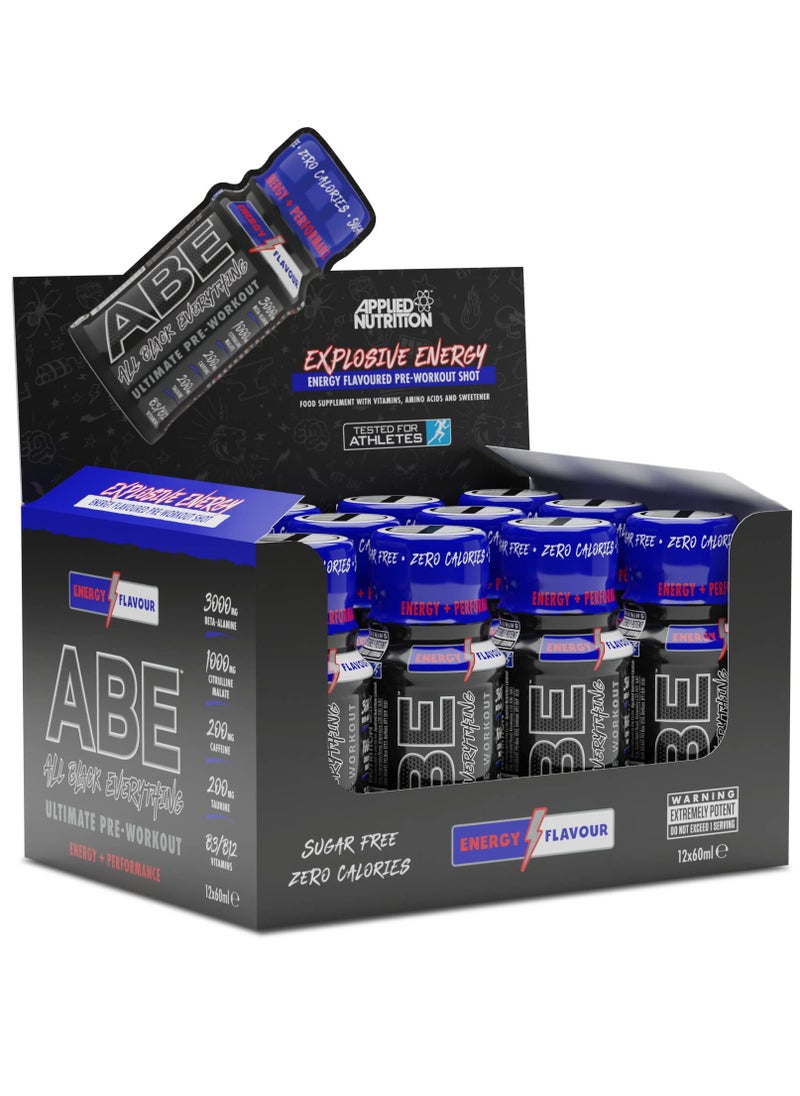 Abe Ultimate Pre Workout Shot Energy Flavour 60Ml Pack Of 12