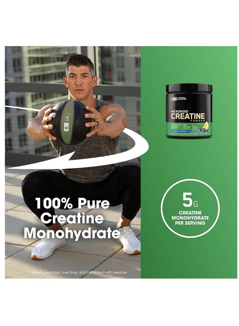 Micronized Creatine Monohydrate Powder, Supports Muscle Size, Strength & Performance Blueberry Lemonade Creatine, 60 Servings, 360 Grams