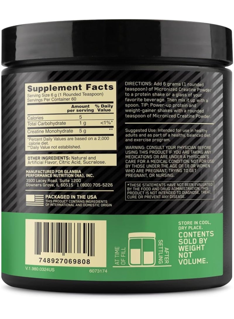 Micronized Creatine Monohydrate Powder, Supports Muscle Size, Strength & Performance Blueberry Lemonade Creatine, 60 Servings, 360 Grams
