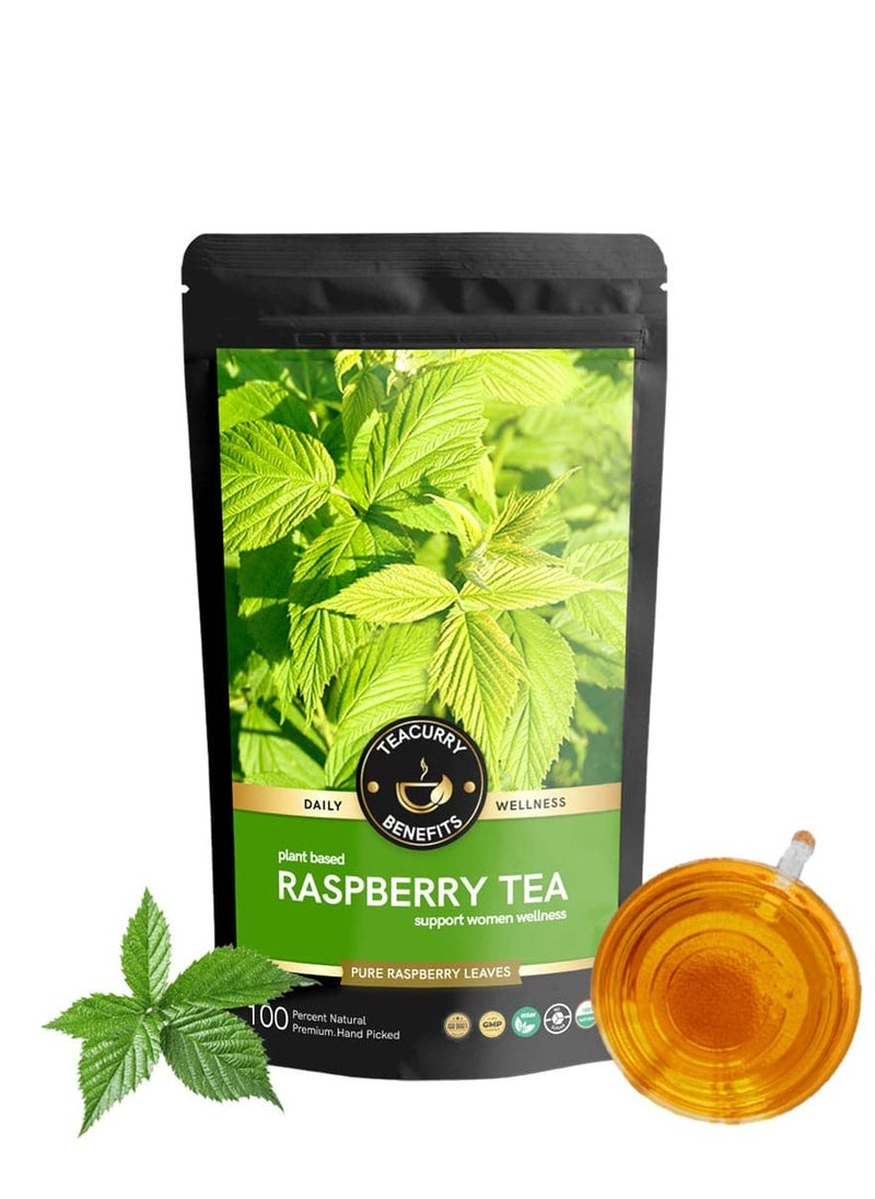 TEACURRY Raspberry Tea (50 Grams, 100 Cups) - Helps with Period health, Fertility, Labour & Child birth - Raspberry Leaf From Washington