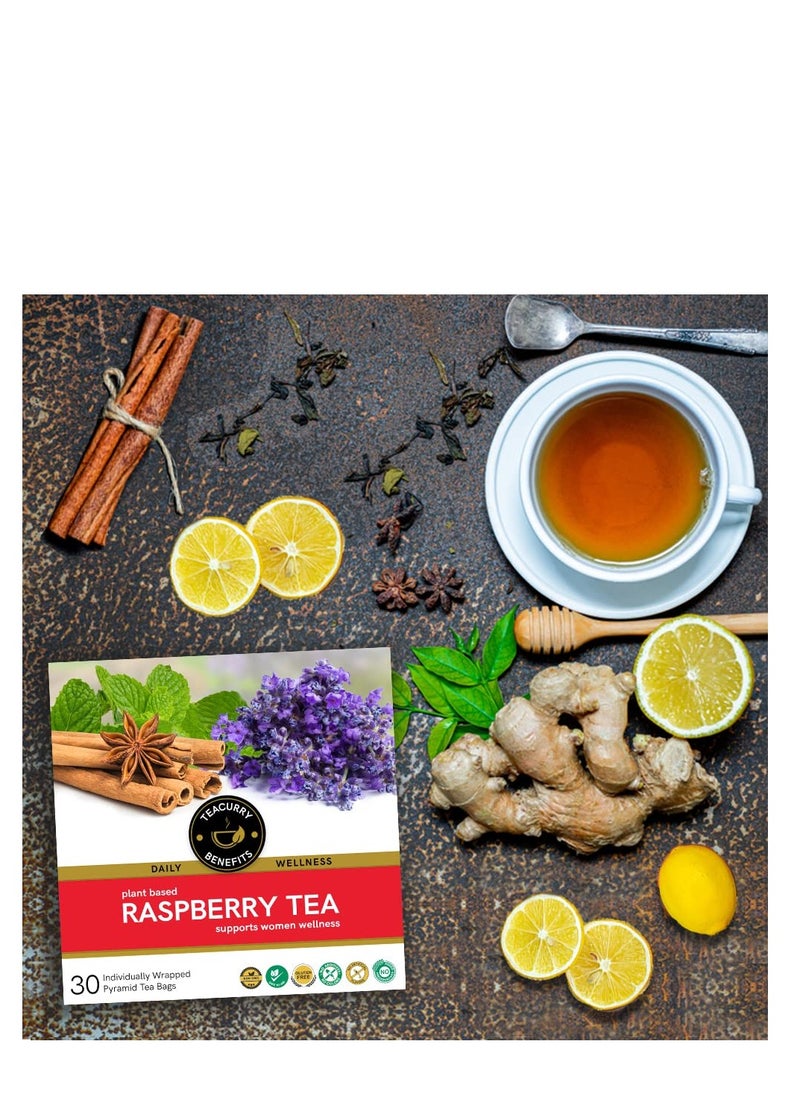 TEACURRY Raspberry Tea (50 Grams, 100 Cups) - Helps with Period health, Fertility, Labour & Child birth - Raspberry Leaf From Washington