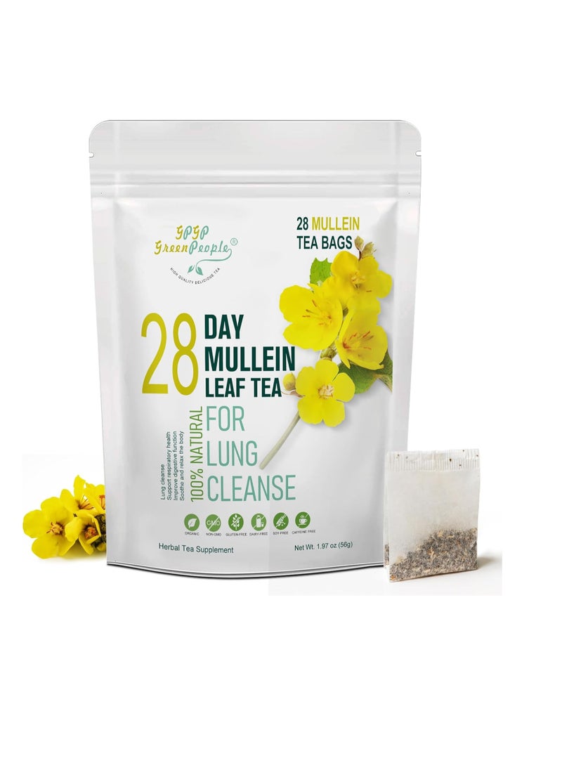 Mullein Leaf Tea for Lungs Cleanse and Immune Support, 100% Natural, Caffeine Free, 40 Tea Bags