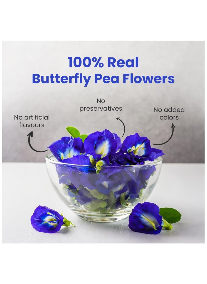 BLUE TEA Butterfly Pea Flower Tea 100 Tea Bags Plant Based ANTIOXIDANT RICH Aparajita Shankhpushpi Caffeine Free Detox Tea Flower Based Herbal Tea Non-GMO Vegan Featured In Shark Tank Ziplock Pouch