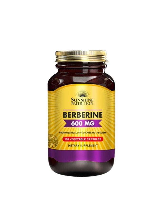 Sunshine Nutrition Berberine 600Mg Promotes Healthy Glucose Metabolism Supports 100 Vegetable Capsules