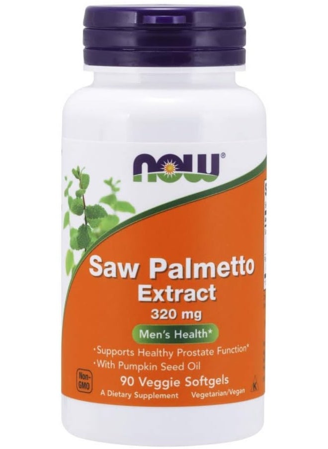 Now Foods, Saw Palmetto Extract, With Pumpkin Seed Oil, 320 Mg, 90 Veggie Softgels