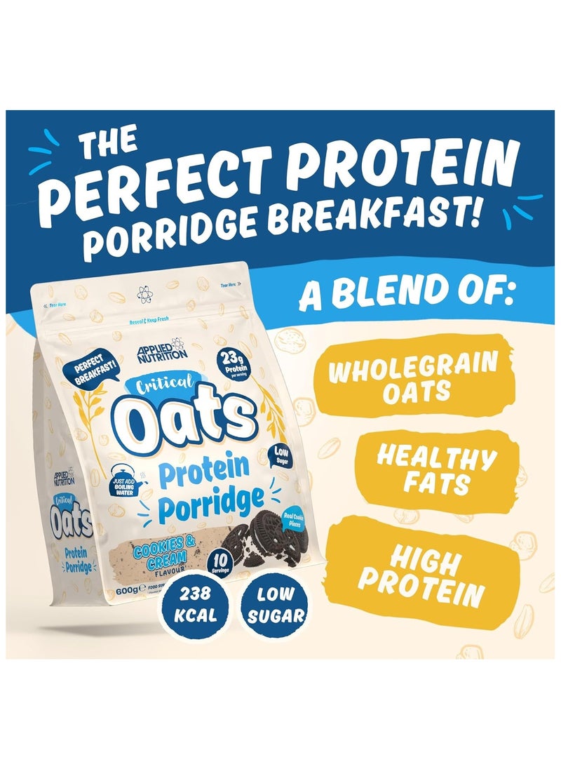 Critical Oats Advanced Protein Porridge Whey Protein Powder Blend with Wholegrain Oats Cookies & Cream 600 gm