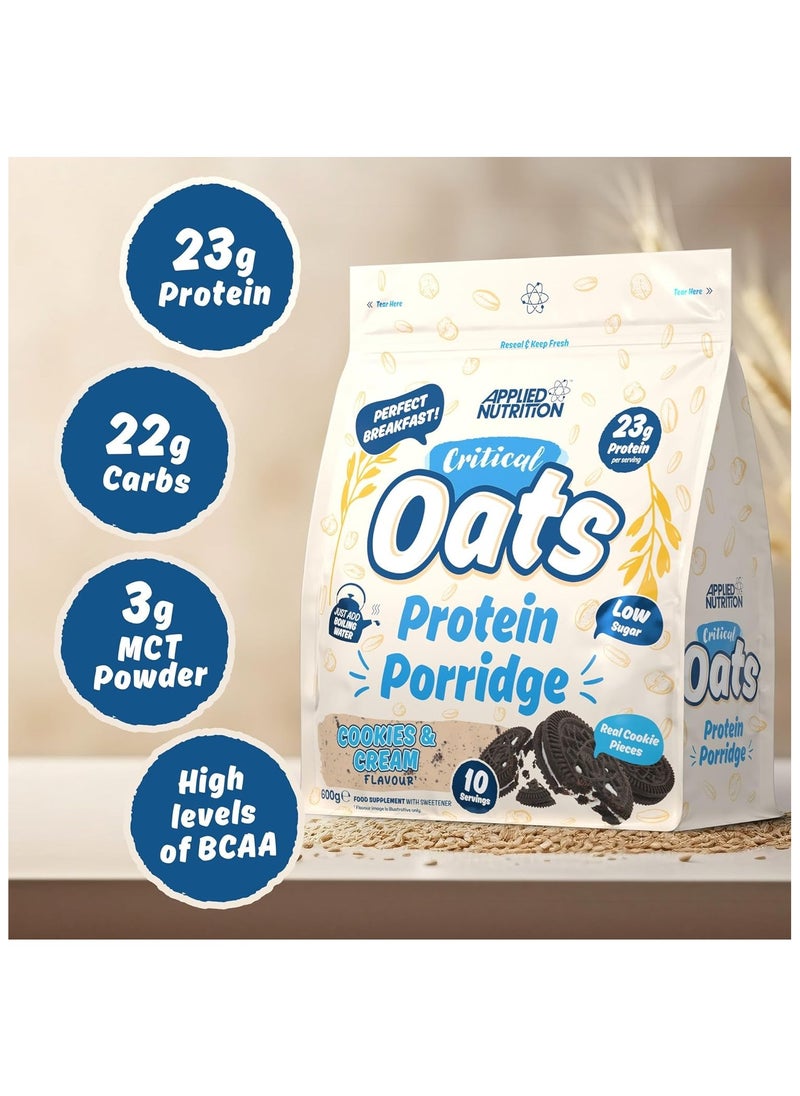Critical Oats Advanced Protein Porridge Whey Protein Powder Blend with Wholegrain Oats Cookies & Cream 600 gm