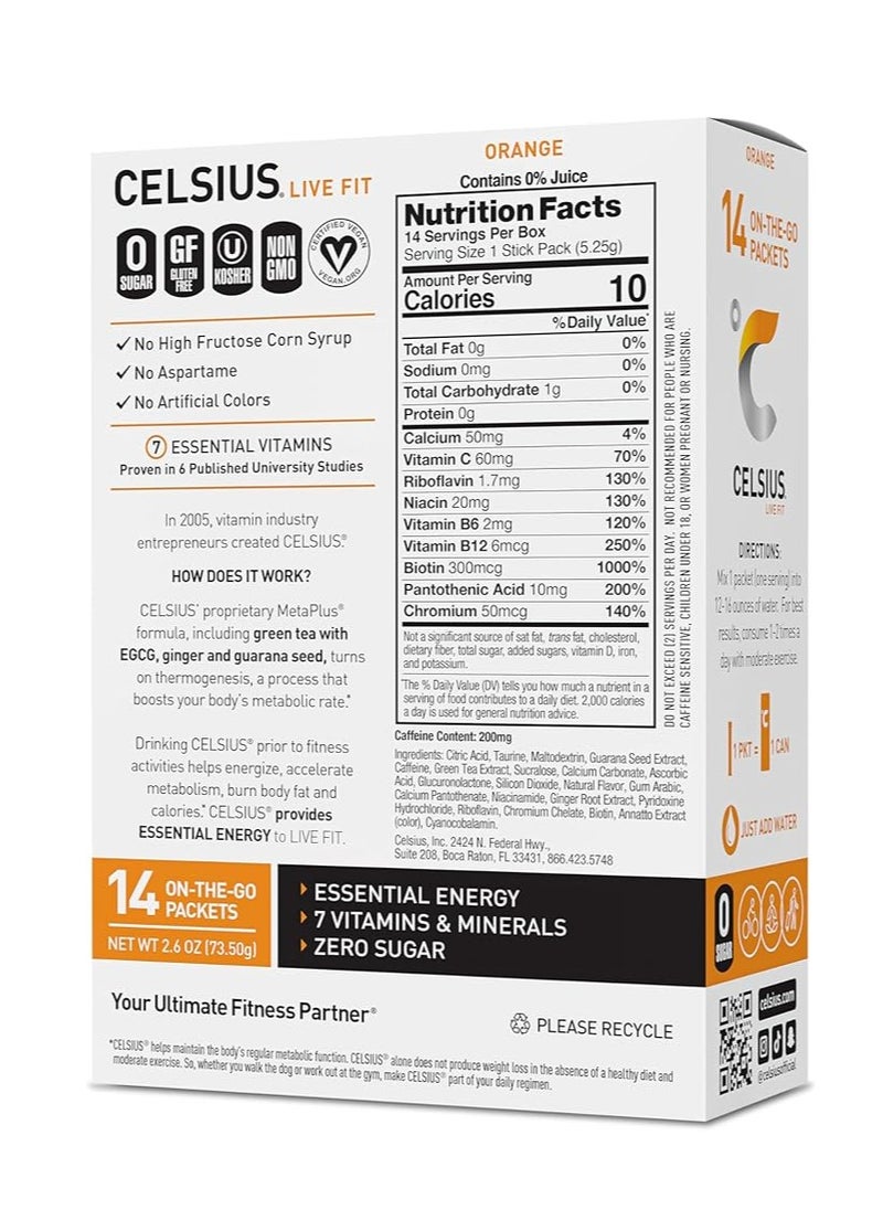 On-the-Go Powder Packets Orange, Essential Energy 2.6 Oz