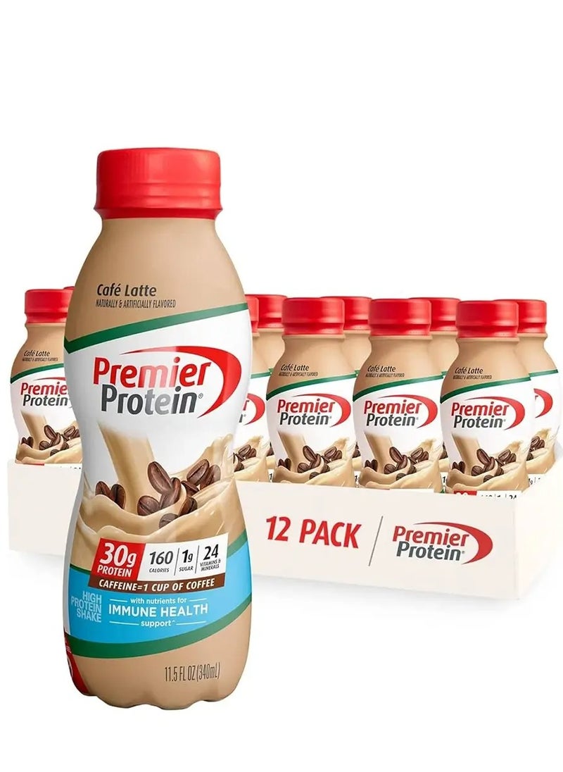 PREMIER PROTEIN SHAKE 30G PROTEIN CAFE LATTE FLAVOUR 340ML PACK OF 12