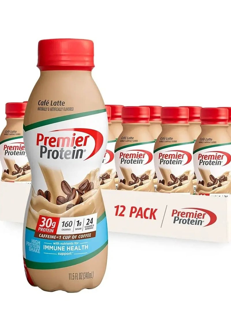 PREMIER PROTEIN SHAKE 30G PROTEIN CAFE LATTE FLAVOUR 340ML PACK OF 12