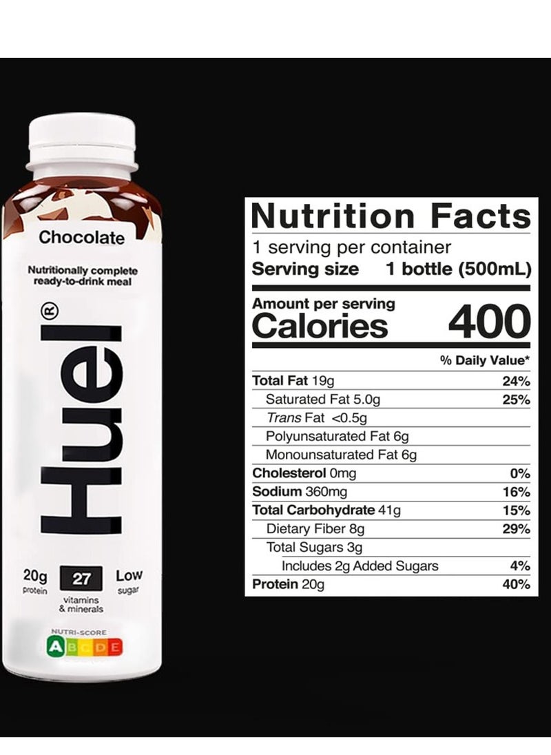 Huel Complete Meal Protein Milkshake Chocolate Flavor 500ml pack of 8