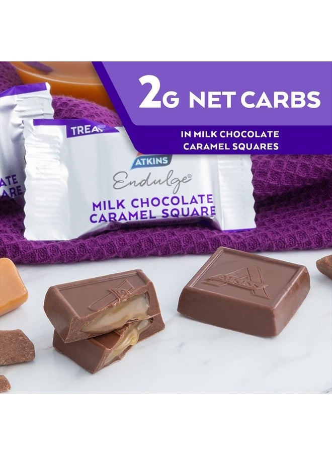 Endulge Milk Chocolate Caramel Squares, Dessert Favorite, Good Source of Fiber, 1g Sugar, 90 Count