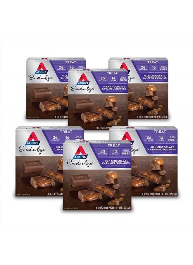 Endulge Milk Chocolate Caramel Squares, Dessert Favorite, Good Source of Fiber, 1g Sugar, 90 Count