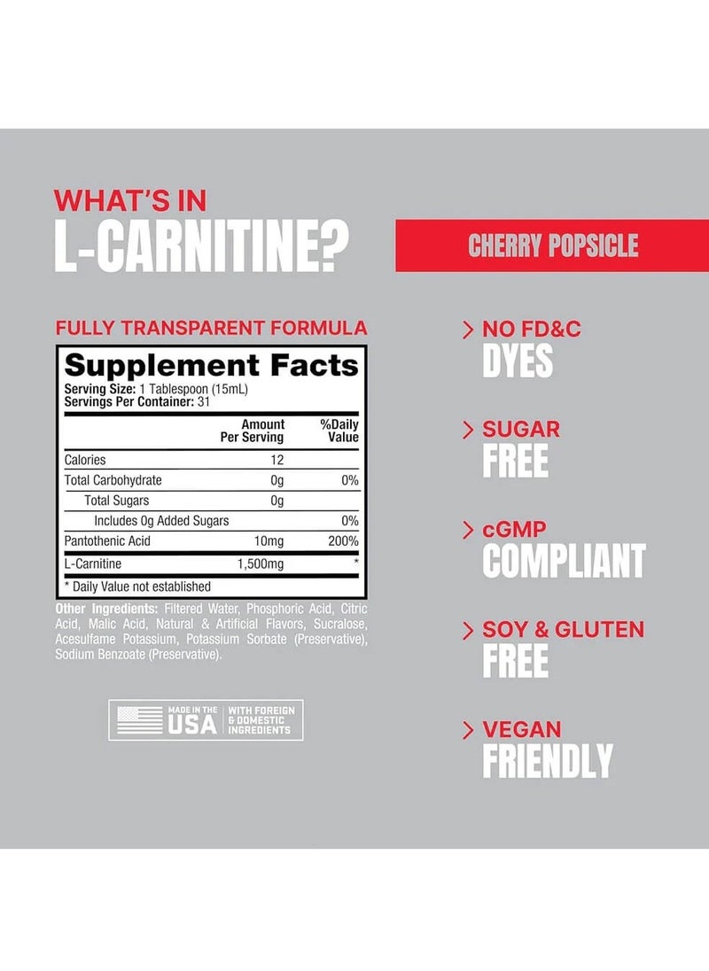 Prosupps L-Carnitine 1500 Liquid Shots 473ml Cherry Popsicle