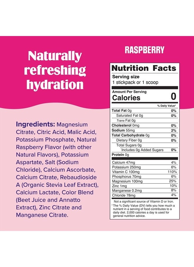 Daily Electrolyte Powder Drink Mix – Raspberry, 20 Stickpacks – Hydration Packets with 6 Key Electrolytes and Trace Minerals – Keto Friendly, Vegan, Non-GMO and Sugar-Free