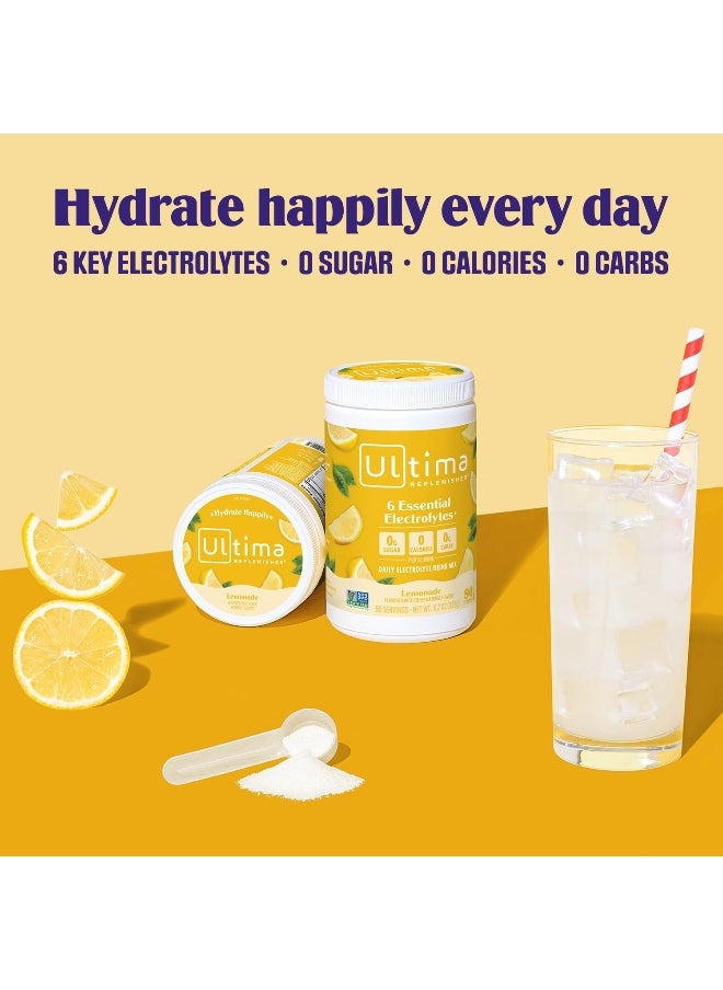 Hydration Electrolyte Powder- 90 Servings- Keto And Sugar Free- Feel Replenished, Revitalized- Naturally Sweetened- Non- GMO And Vegan Electrolyte Drink Mix- Lemonade