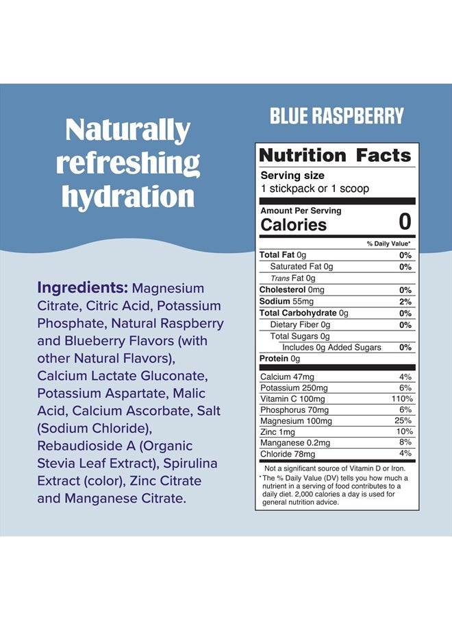 Daily Electrolyte Powder Drink Mix – Blue Raspberry, 20 Stickpacks – Hydration Packets with 6 Electrolytes and Trace Minerals – Keto Friendly, Vegan, Non-GMO and Sugar-Free