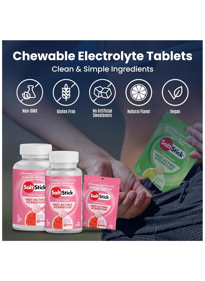Saltstick Electrolyte  Fastchews Watermelon 60 Chewable Electrolyte Tablets