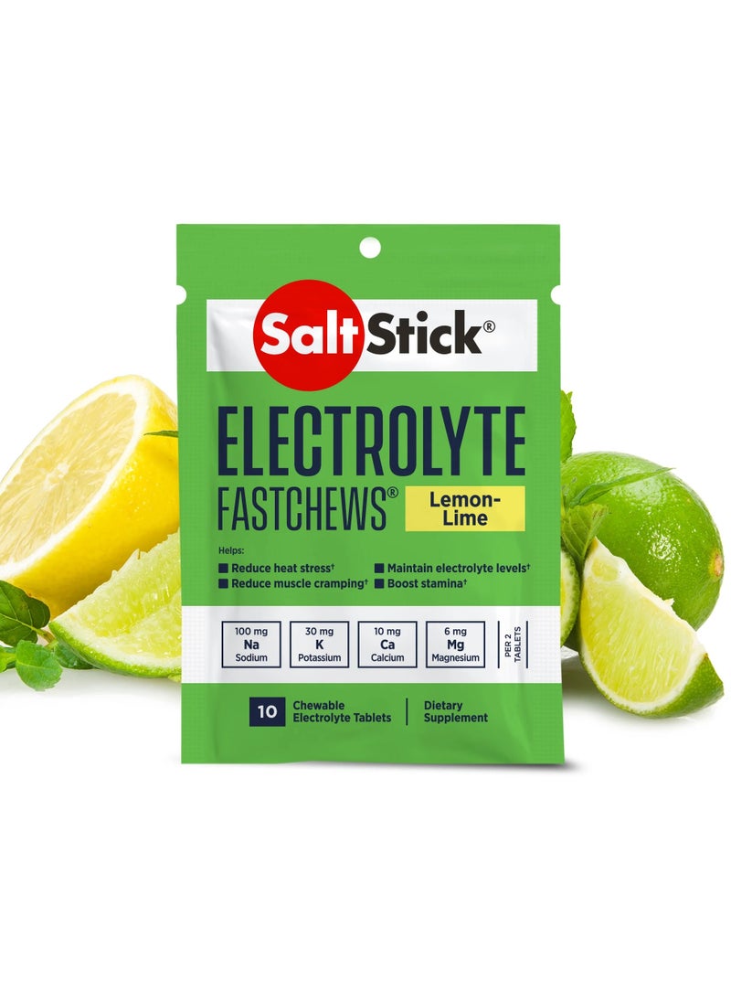 Salt Stick Electrolyte FastChews Lemon Lime 10 Chewable Electrolyte Tablets 12 pack