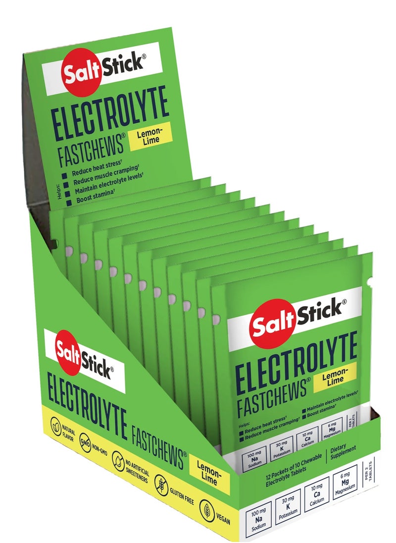 Salt Stick Electrolyte FastChews Lemon Lime 10 Chewable Electrolyte Tablets 12 pack