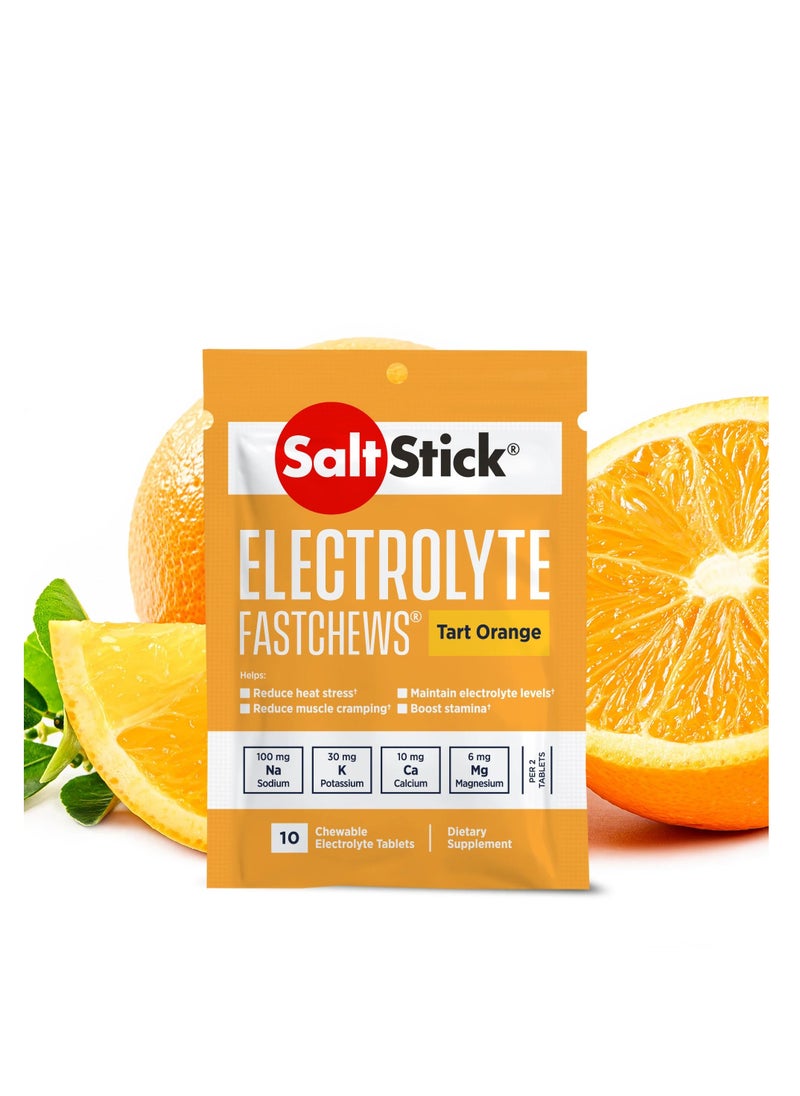 Salt Stick Electrolyte FastChews Tart Orange 10ct Chewable Electrolyte Tablets 12 pack