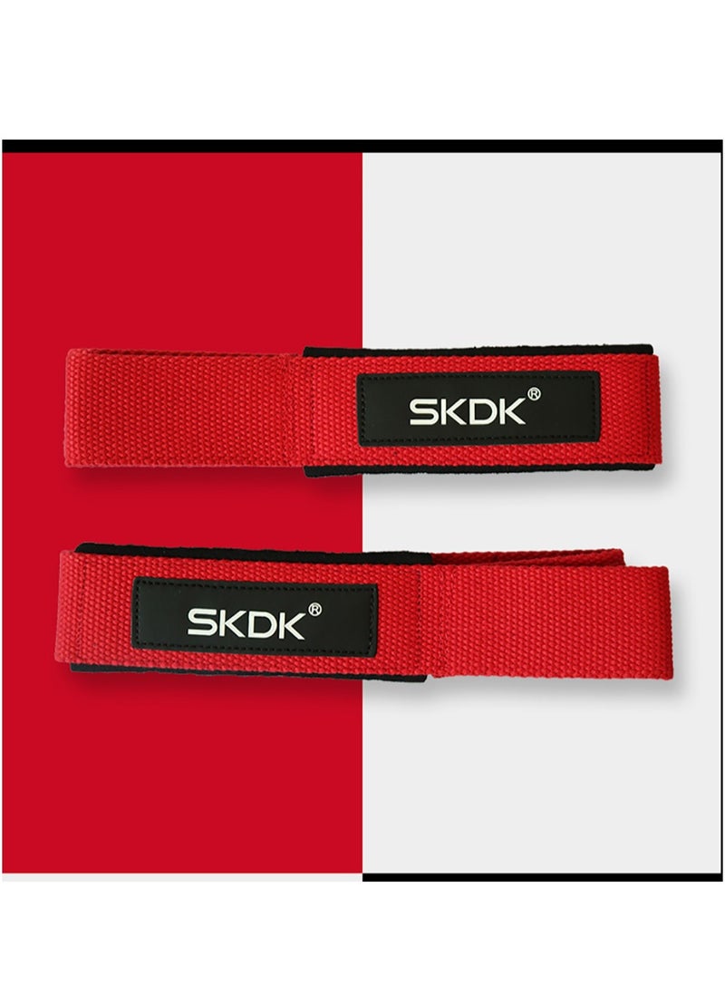 Non-Slip Silicone Lifting Straps, Straps for Gym, Weightlifting, Wristbands Gym Straps for Gym Women, Men, Weightlifting, Bodybuilding, Strength Training（Red)