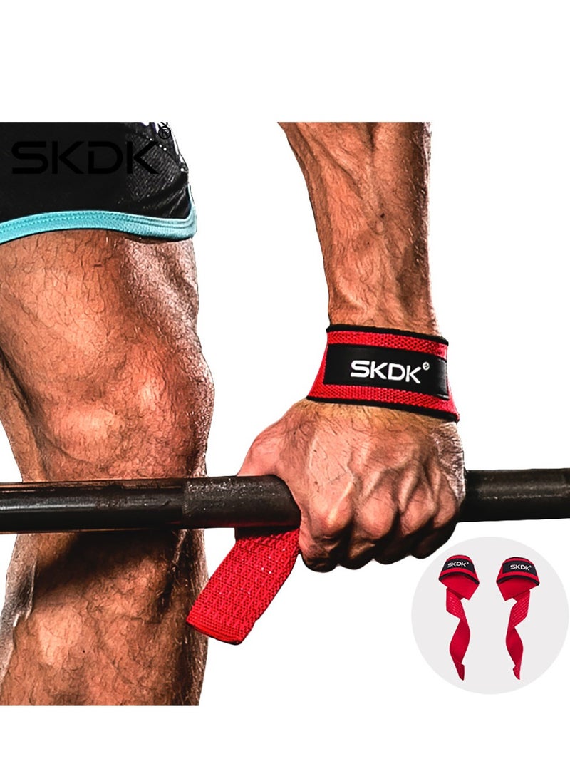 Non-Slip Silicone Lifting Straps, Straps for Gym, Weightlifting, Wristbands Gym Straps for Gym Women, Men, Weightlifting, Bodybuilding, Strength Training（Red)