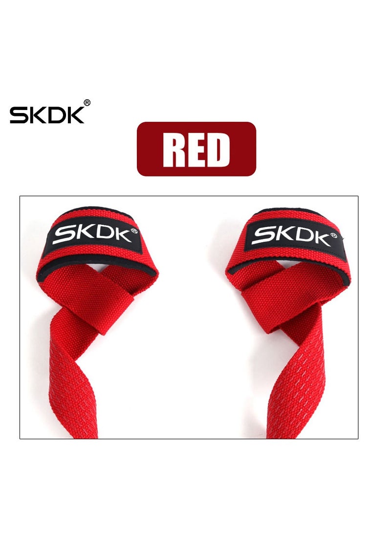 Non-Slip Silicone Lifting Straps, Straps for Gym, Weightlifting, Wristbands Gym Straps for Gym Women, Men, Weightlifting, Bodybuilding, Strength Training（Red)