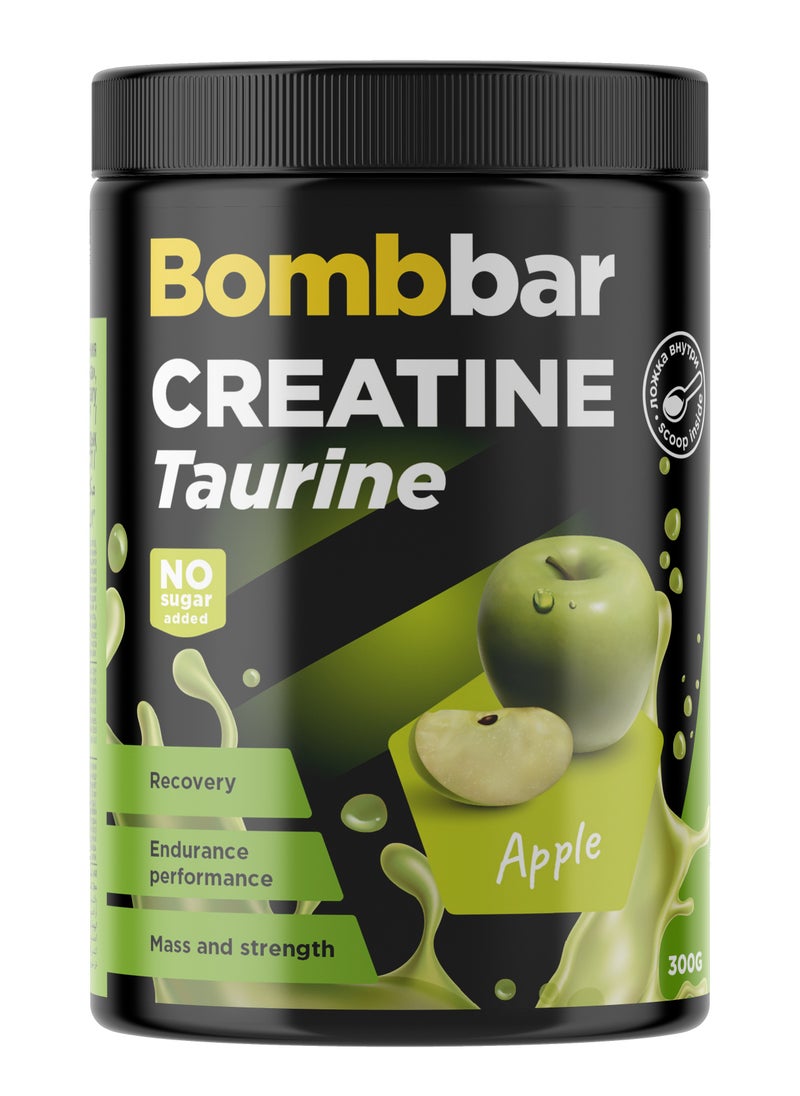 Creatine with Taurine Powder Dietary Supplement Apple Flavour 300g