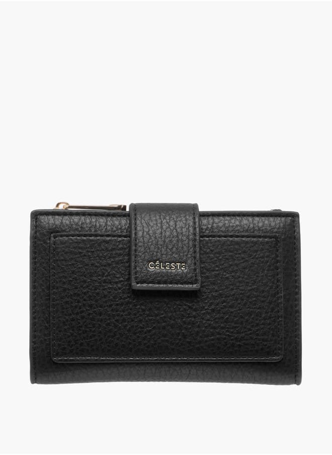 Women Textured Wallet with Button Closure