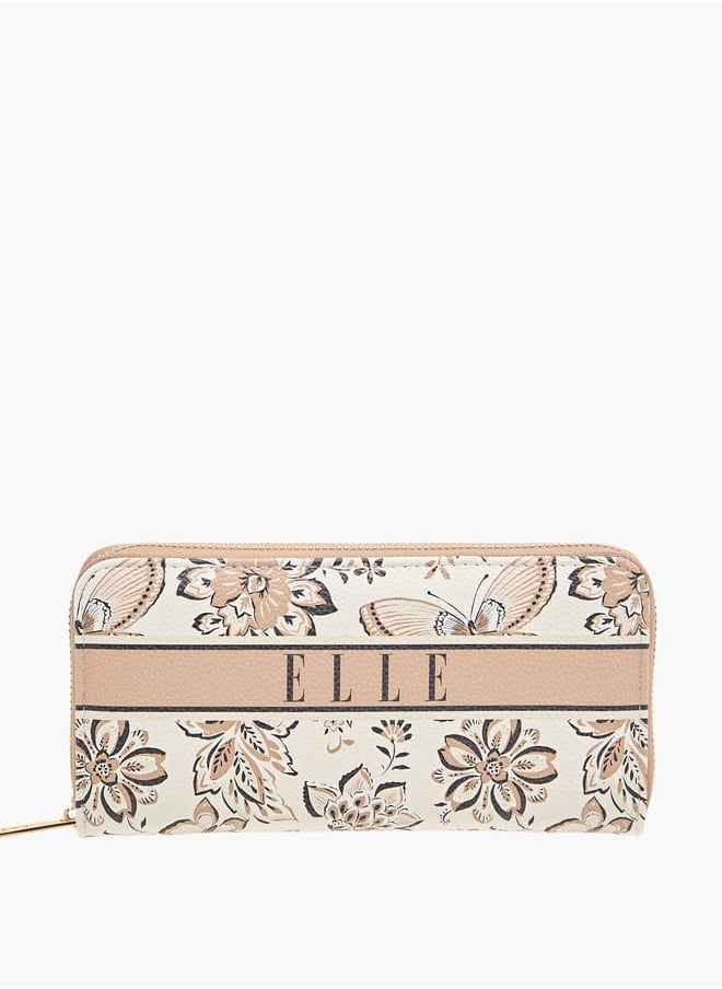 Womens Floral Print Zip Around Wallet