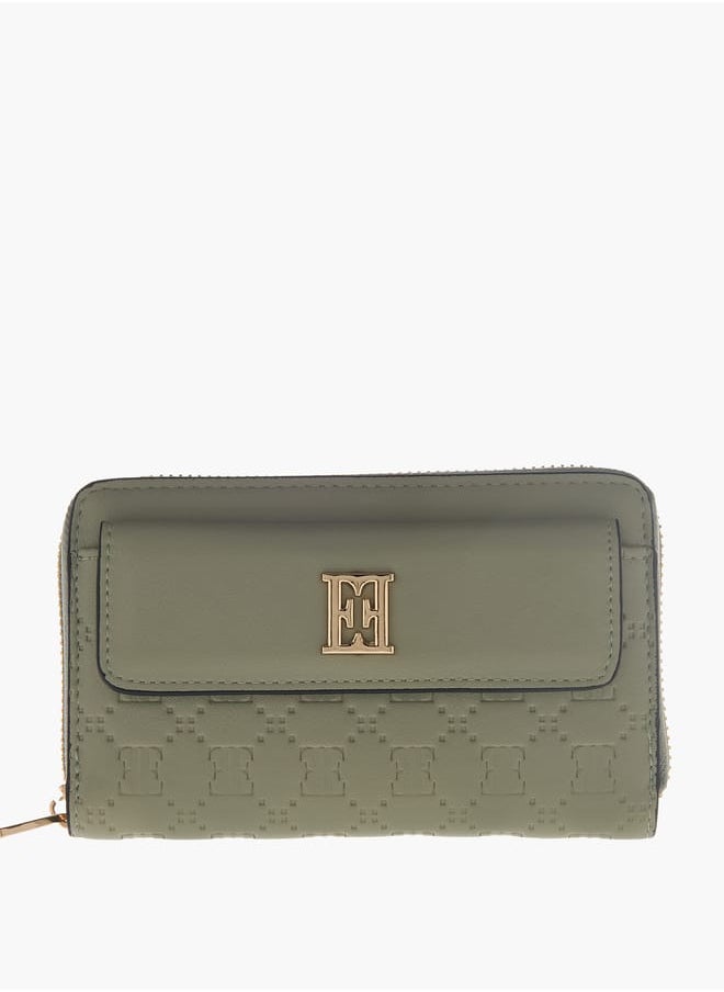 Womens Monogram Embossed Zip Around Wallet