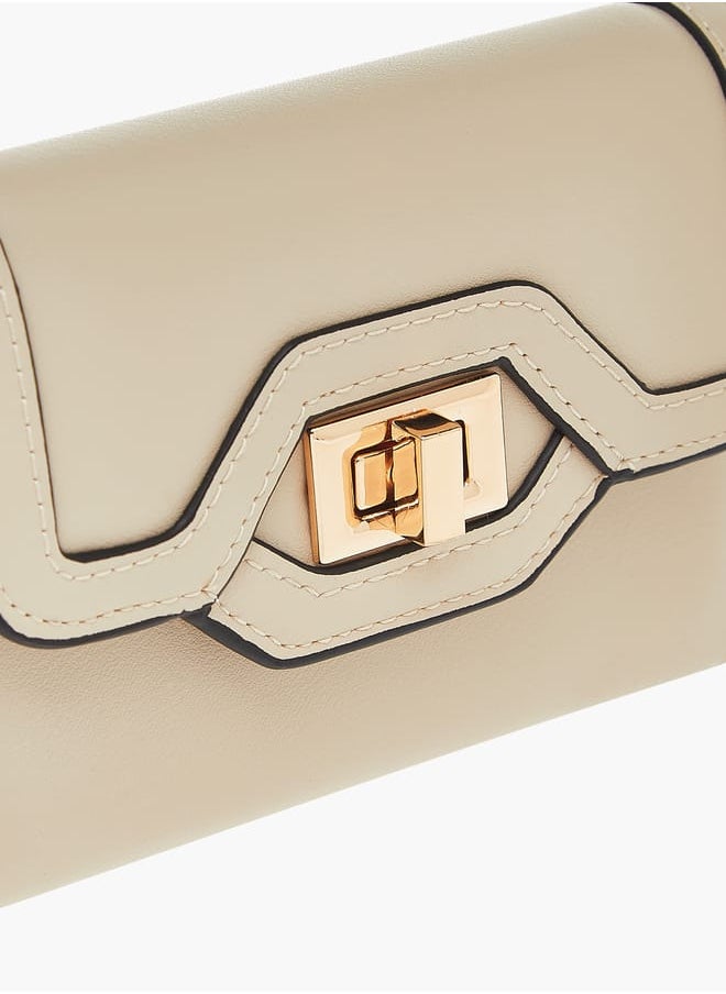 Womens Solid Bi-Fold Wallet With Lock Clasp Closure