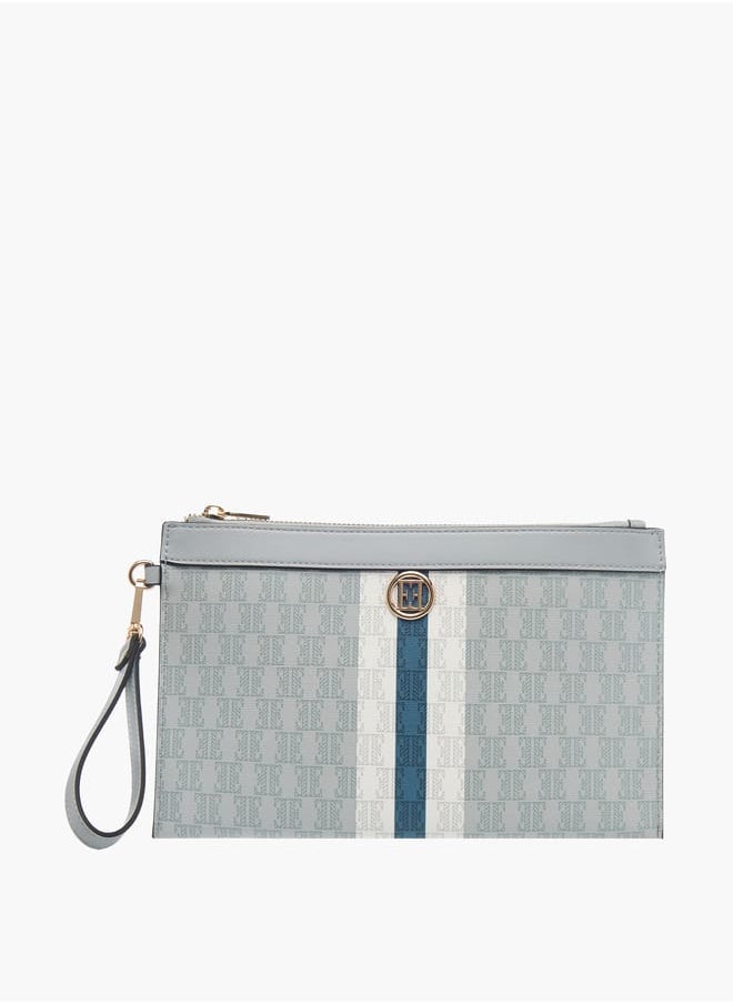 Womens Monogram Print Wallet With Zip Closure