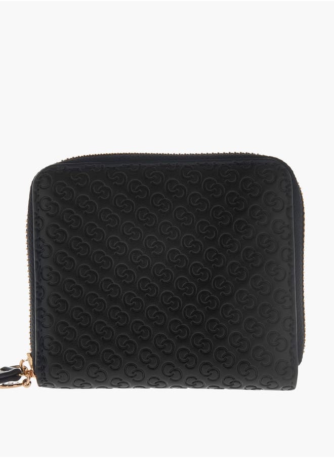 Womens Monogram Embossed Zip Around Wallet