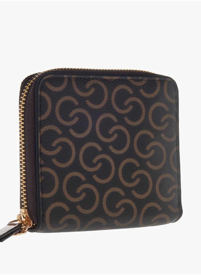 Womens Monogram Print Zip Around Wallet