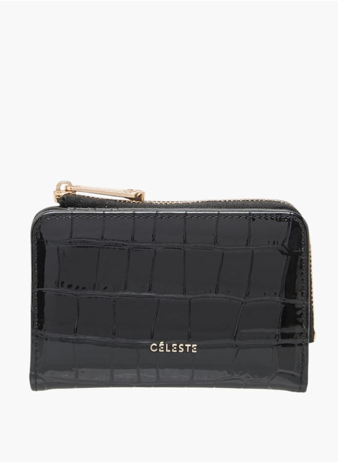 Womens Textured Bi-Fold Wallet With Zip Closure