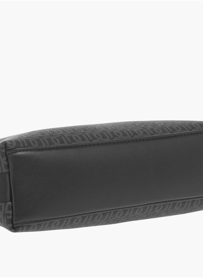 Mens Monogram Print Pouch With Zip Closure And Side Release Buckle Detail