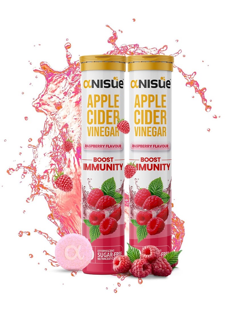 Apple cider vinegar PACK OF 2 Raspberry Flavour 40 Effervescent Tablets Pack Of 2 - 40 Tablets