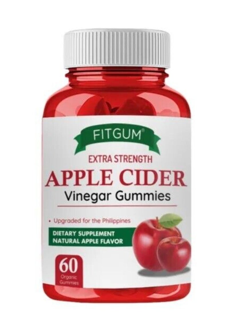 FitGum Extra Strength Apple Cider Vinegar Gummies – Weight Management & Detox Support (60 Organic Gummies)