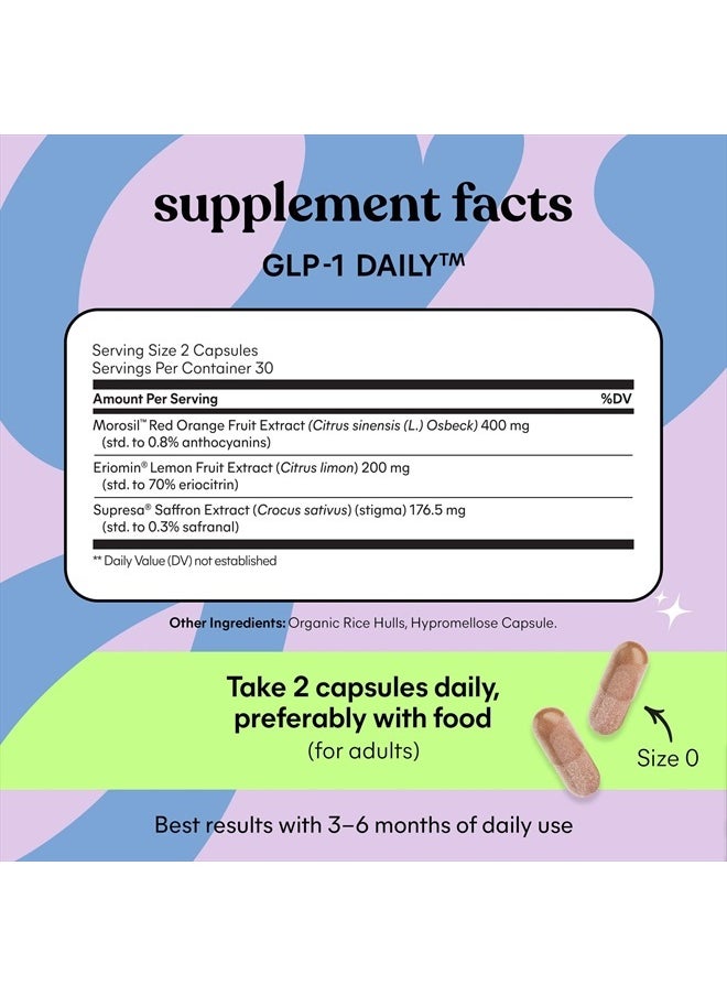 GLP-1 Daily, Reduce Hunger & Cravings, Boost GLP-1 Production, Support Fat Loss and Weight Management with Clinically Studied Ingredients, 1 Month Supply (60 Capsules)