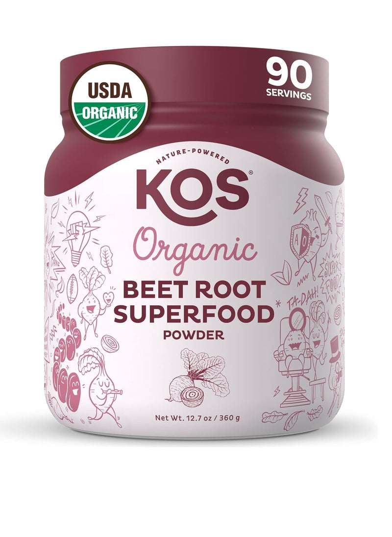 Organic Beet Root Powder - Natural Nitric Oxide Boosting Beet Root Powder - Usda Organic, Stamina Increasing, Circulation Superfood Plant Based Ingredient, 360G, 90 Servings 12.7 Ounce (Pack Of 1)
