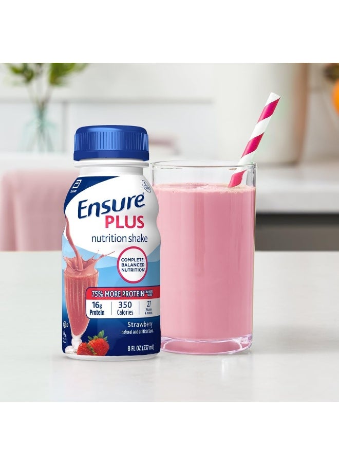 Plus Nutrition Shake with 16 Grams of Protein, Meal Replacement Shakes, Strawberry, 8 Fl Oz (Pack of 24)
