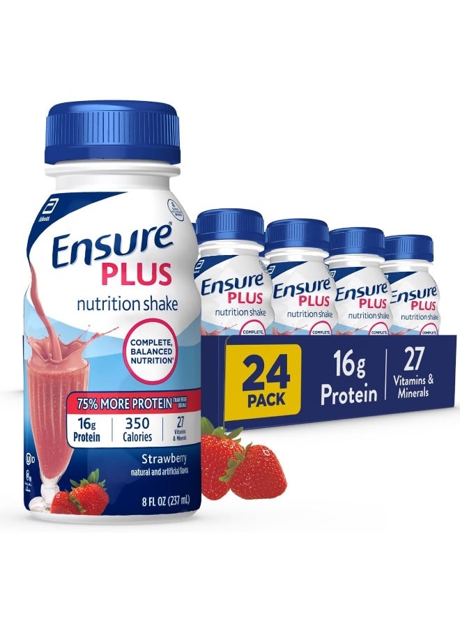 Plus Nutrition Shake with 16 Grams of Protein, Meal Replacement Shakes, Strawberry, 8 Fl Oz (Pack of 24)