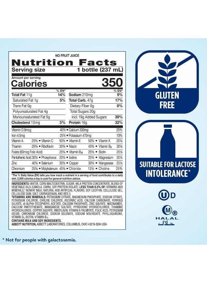 Plus Nutrition Shake with 16 Grams of Protein, Meal Replacement Shakes, Strawberry, 8 Fl Oz (Pack of 24)