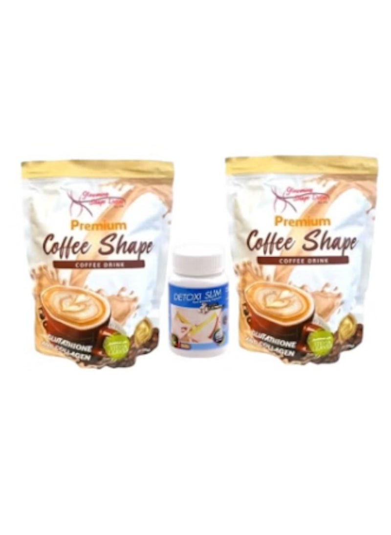 Premium coffee shape 2 pack and 1 detox