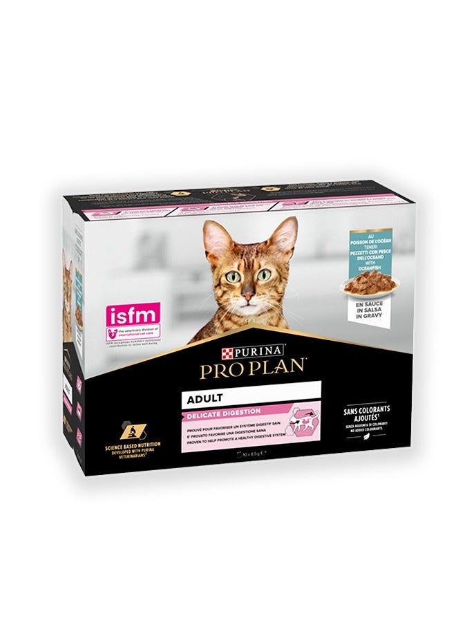 Pro Plan Delicate Cat Food Ocean fish In Gravy - 85G (Pack Of 10)