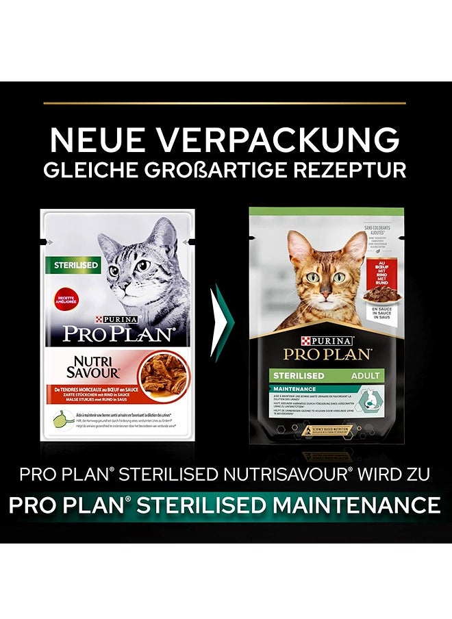 Pro Plan Sterilised Cat Food Beef In Gravy - 85G (Pack Of 10)