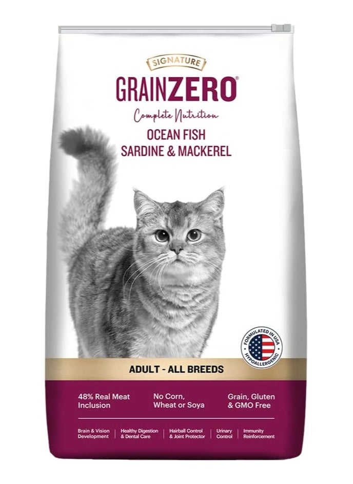 GRAINZERO SIGNATURE OCEAN FISH,SARDINE & MACKEREL ADULT-ALL BREEDS DRY CAT FOOD